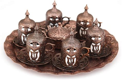 Amazon Com Turkish Coffee Serving Cups With Holders Lids Saucers And