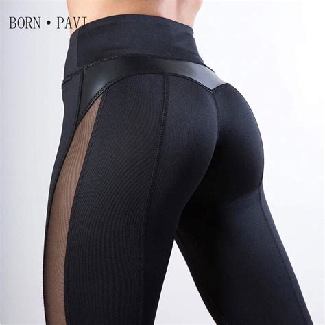 Bornpavi Casual Leggings Women Fitness Sexy Push Up Female Elastic High Waist Long Pants Mesh