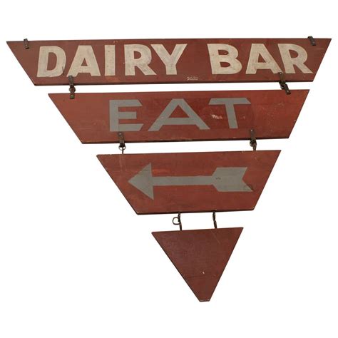 Vintage Double Sided Dairy Bar Eat Sign For Sale At 1stdibs