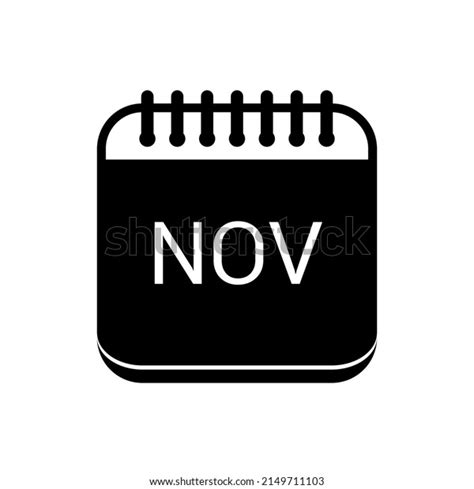November Calendar Icon Black On White Stock Vector Royalty Free