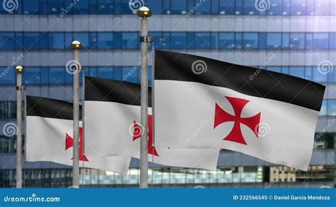 3d Banner Knights Templars Flag Poor Soldiers Christ And Temple Of Solomon Stock Video Video