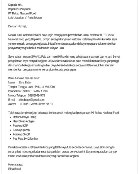 Contoh Cover Letter Berkualitas Bikin Hrd Melirik