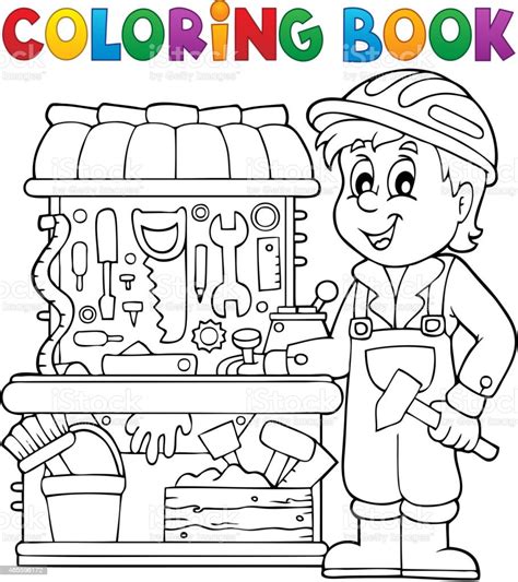 Ilustración De Libro Para Colorear Niño Jugando Tema 2 Y Más Vectores