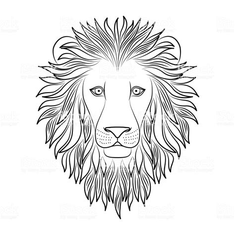 Wenn die temperaturen wieder anstiegen wurde es wärmer und die eisgletscher. Isolierte schwarzen Umriss Kopf des Löwen auf weißem Hintergrund. Linie-Cartoon-König der Tiere ...