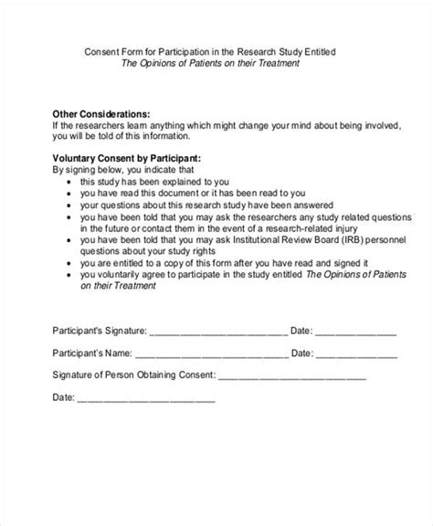 FREE 7+ Participant Consent Forms in MS Word | PDF