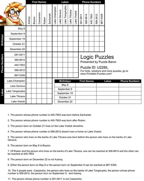 6 Best Images Of Printable Logic Grid Puzzles Printable Logic Puzzle