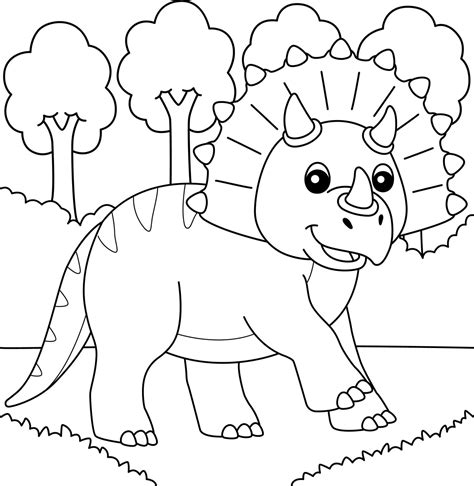 Triceratop Con Monta A Y Rbol Para Colorear Imprimir E Dibujar