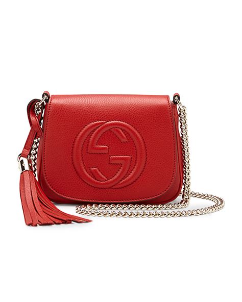 Gucci Soho Leather Chain Crossbody Bag Red Neiman Marcus