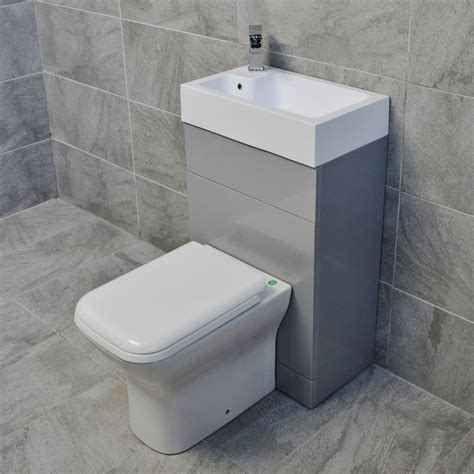 Grey Cloakroom All In One Space Saving Toilet And Basin Sink Unit En