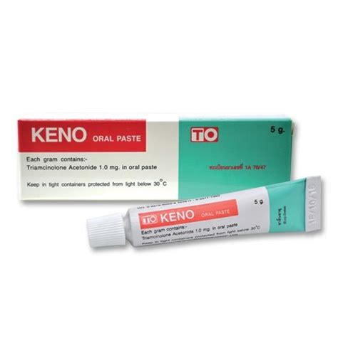 Get an overview of triamcinolone acetonide (paste), including its generic name, formulation (i.e. Keno Oral Paste Dosage & Drug Information | MIMS Thailand