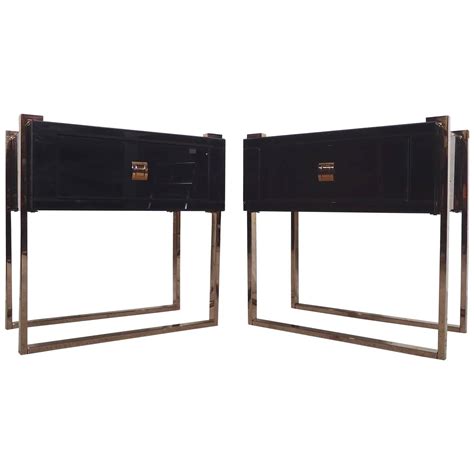 Exquisite Black Glass Bedside Tables From A Unique Collection Of Antique And Modern End Tables