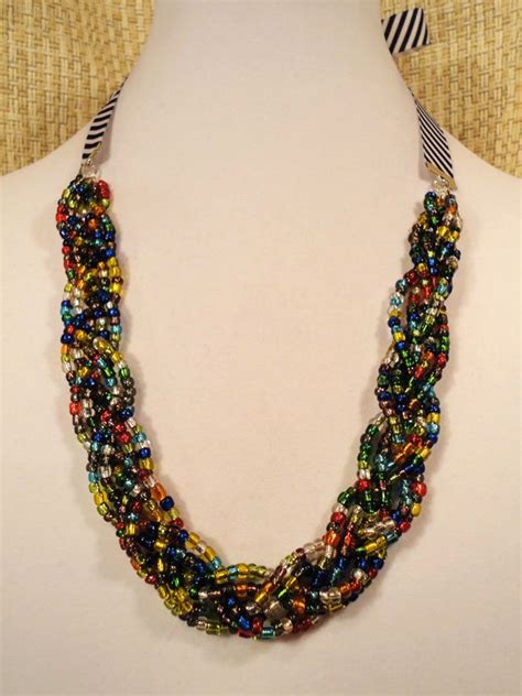 Multicolor Braided Bead Necklace Pinned By Collares