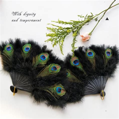 Fk Feather Two Side Eyes Peacock Feather Fans For Party And Wedding