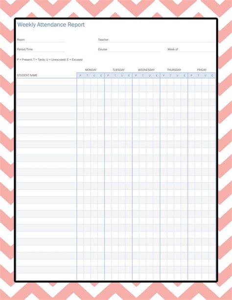 Free Printable Weekly Attendance Sheets Printable Templates