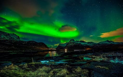 Lofoten Islands Norway Polar Night Aurorae Landscape Retouching