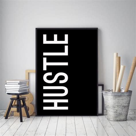 Hustle Wall Art Modern Art Print Typography Poster Etsy
