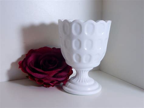 Gorgeous Piece Of Vintage Milk Glass Footed Vase From Eo Brody