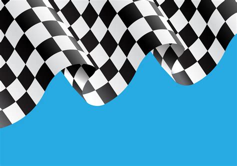 Checkered Flag Flying On Blue Design Race Champion Background Vector