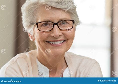 Senior Woman Wearing Spectacles Stock Image Image Of Happy Portrait