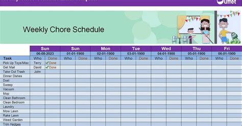 Weekly Chore Schedule Excel Template Get Organized In Minutes