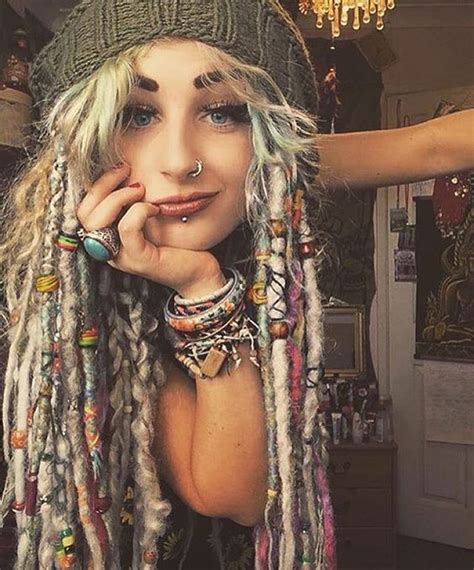 Beads And Wrap Dreads Girl Dreadlocks Girl Dread Hairstyles