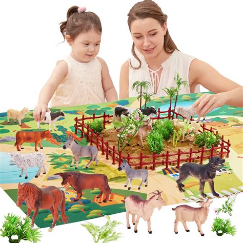 Buy Buyger 58 Pieces Farm Animals Figures Toy Realistic Action Animals