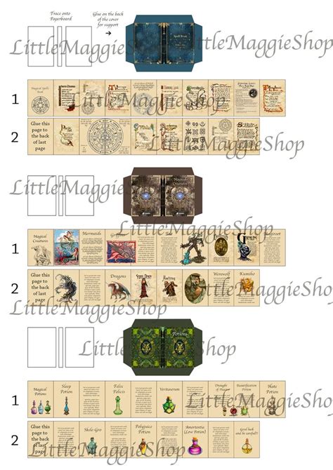 3 Printable Magical Books With Pages Spells Potions And Magical