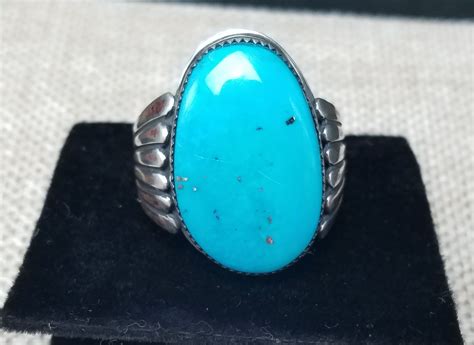 Kingman Turquoise Ring Size Sterling Silver Handcrafted Etsy In