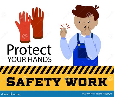 Safety First Health Protect Your Hands Poster Safety Work Stock Vector Illustration Of