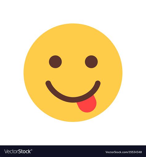 Yellow Smiling Cartoon Face Show Tongue Emoji Vector Image