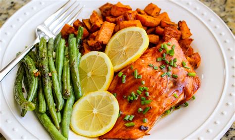 Sheet Pan Bbq Salmon With Chipotle Sweet Potatoes And Green Beans