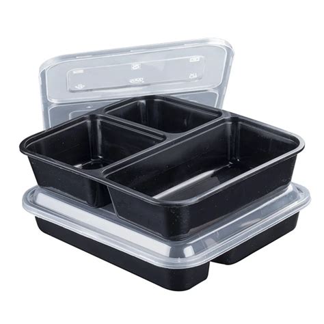 Hot1000ml Black Disposable Lunch Boxes Food Container Snack Packing