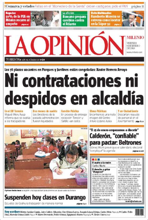 Newspaper Opinión Mexico Newspapers In Mexico Fridays Edition