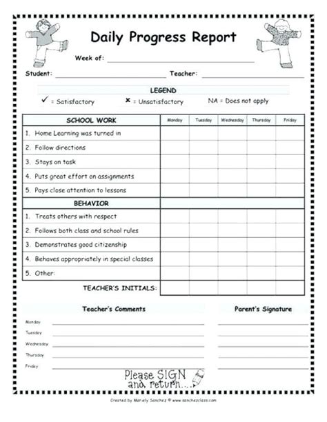 Student Progress Report Template Use This Student Progress Report