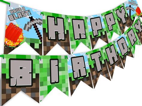 Pixel Party Happy Birthday Banner Made In The Usa Blast