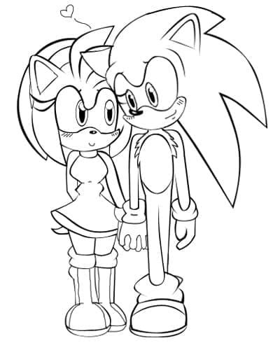 Love Amy Rose And Sonic Coloring Page Download Print Or Color Online For Free