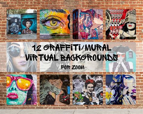 12 Graffiti Mural Urban Street Art Zoom Backgrounds Instant Etsy