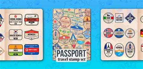 Passport Stamp Set Vector Graphic Design Project Behance