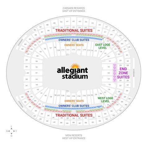 Allegiant Stadium Seating Chart Raider Virtual Seating Chart Elcho