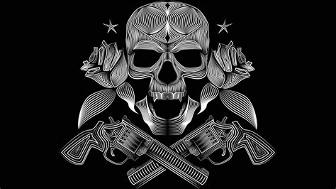 Download Dope Gangster Skull With Guns Wallpaper
