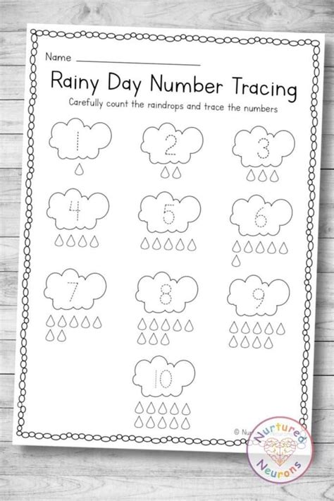 Rainy Day Number Tracing Counting And Coloring Worksheet Nurtured