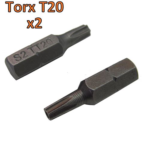 Torx Security Starpin T20 Screw Driver Bit X2 Tx20 Titanium Coated