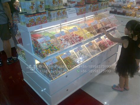 Custom Candy Store Display Case With Storage And Trays For Retail Shop