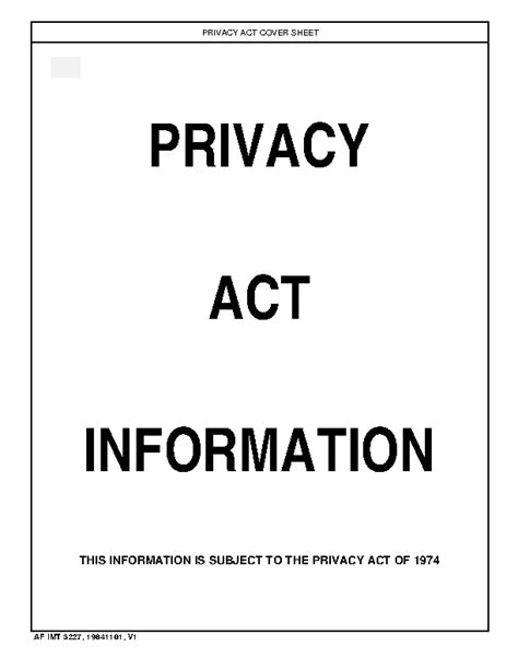 Free Privacy Act Covet Sheet Template Pdfsimpli
