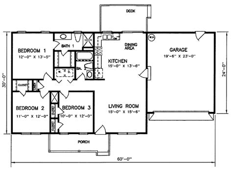 Ranch Style House Plan 45269 With 1200 Sq Ft 3 Bed 2 Bath