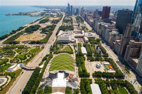Aerial Image Of Millennium Park Downtown Chicago Editorial Stock Photo