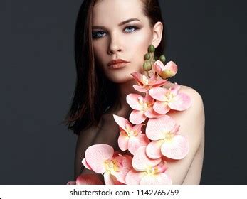 Sexy Nude Beautiful Woman Flowers Fashion Stock Photo 1142765750