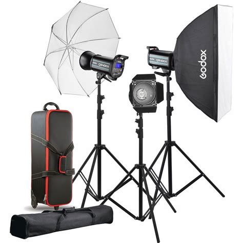 Midwest Photo Godox Qs400ii 3 Light Studio Flash Kit