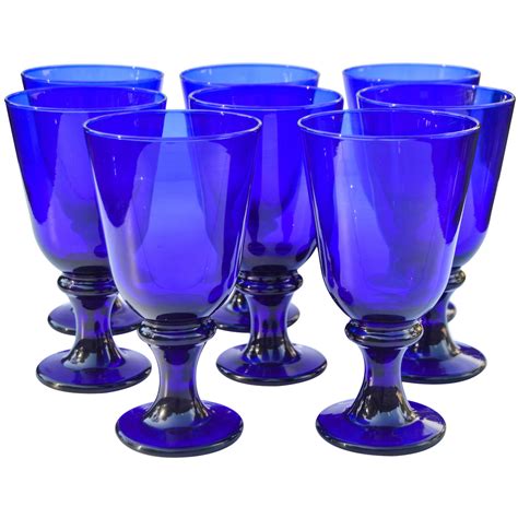 Midcentury Cobalt Blue Crystal Glasses S8 Chairish