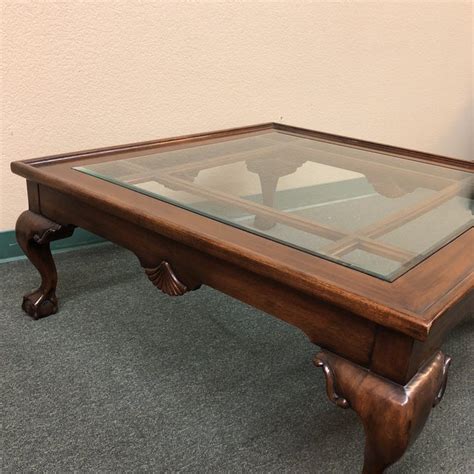 Cut down a 3/8 piece of mdf for your spacer and place at the top of the two short 2. Square Wood & Glass Insert Coffee Table | Chairish